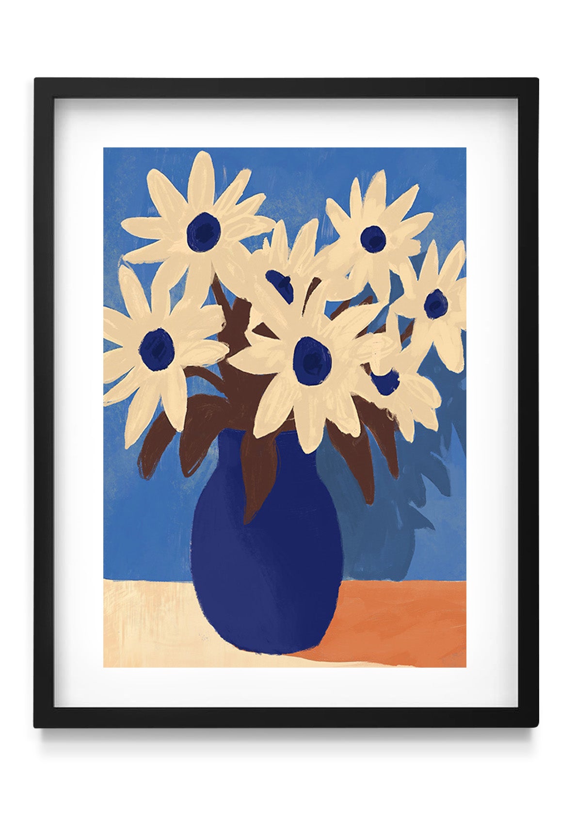 Daisies in blue vase