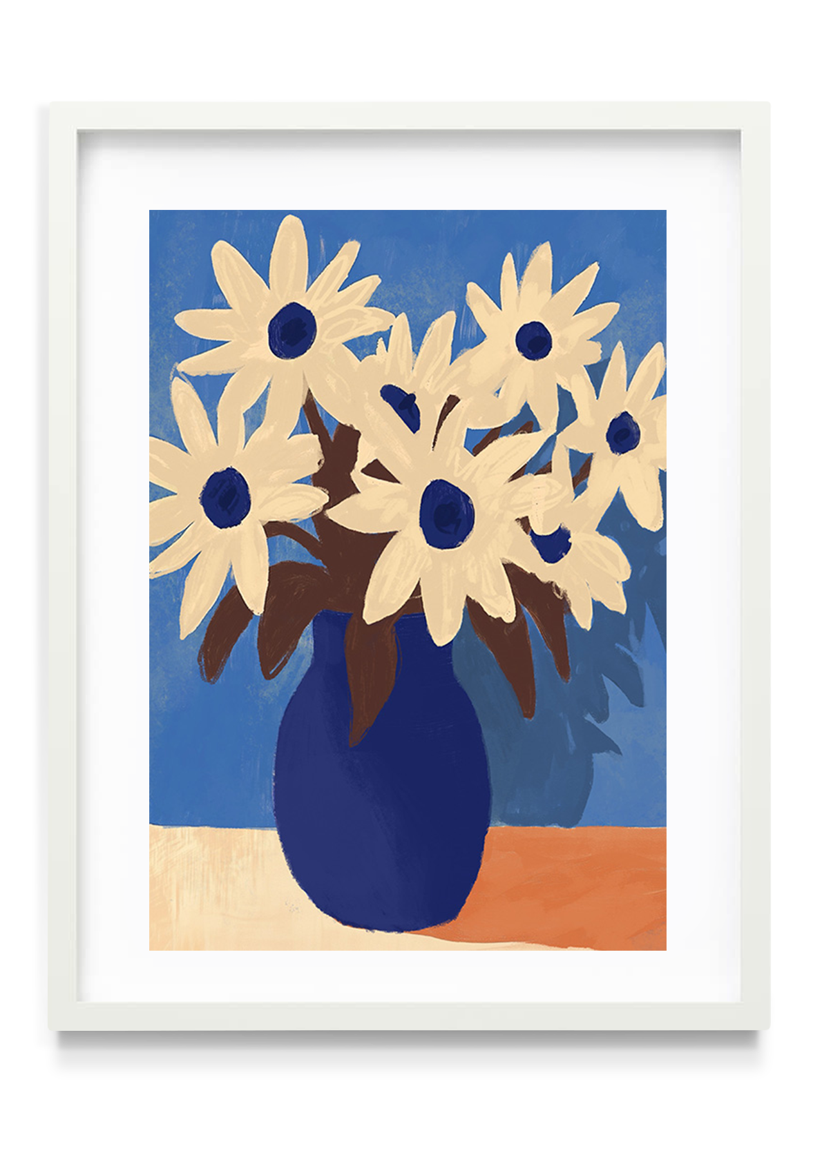 Daisies in blue vase